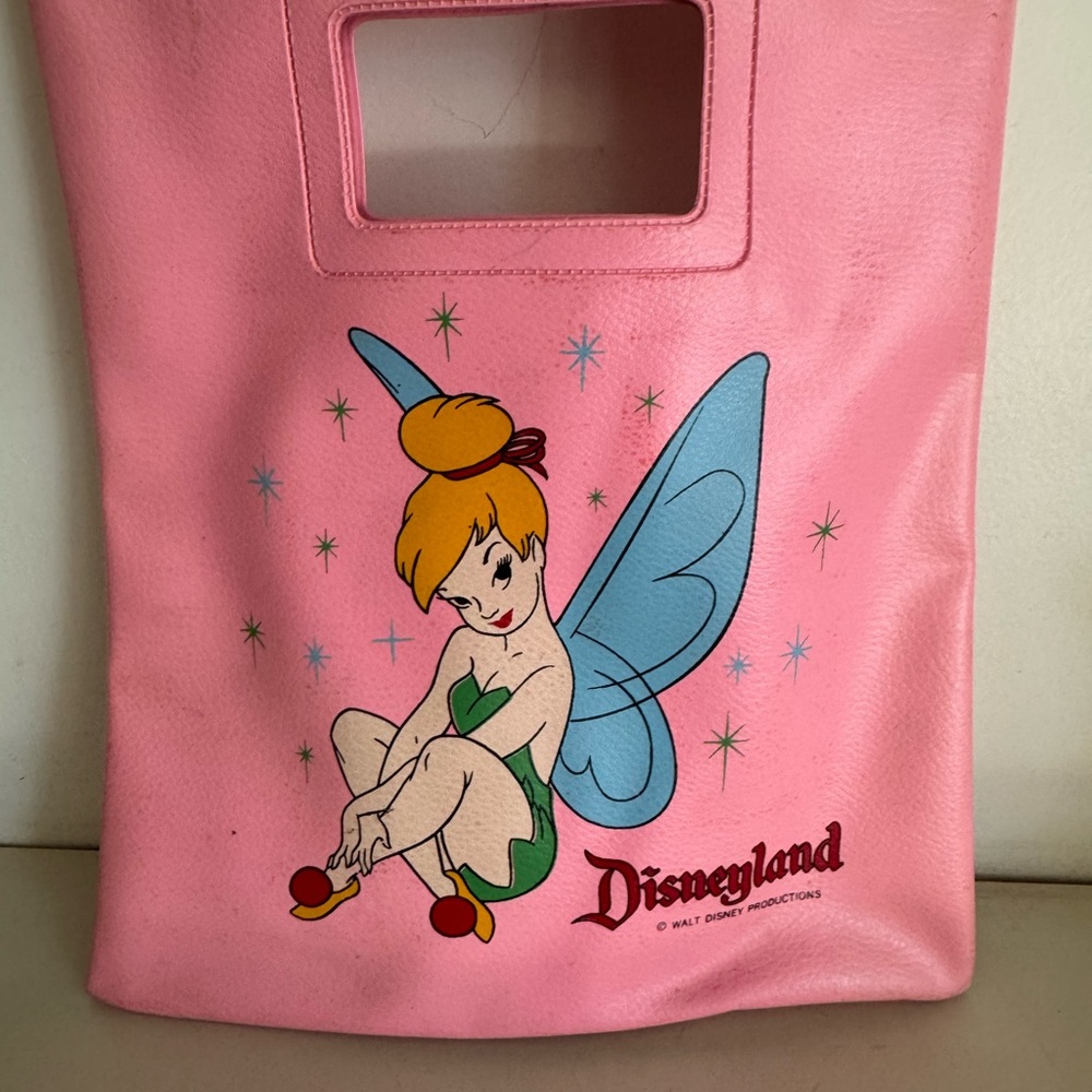 Vintage Disneyland Pink Tinker Bell vinyl bag Tote